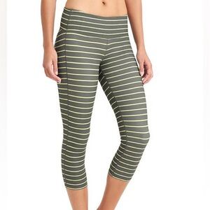 Athleta Stripes Chaturanga Capri - Jasper Green/Luminous Green